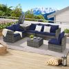 6 Pieces Patio Furniture Set,Outdoor Woven Sectional L- Shaped Patio Furniture
