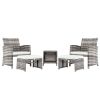 Outdoor 5pcs Combination Sofa Set with  2 Chairs 2 Footstools 1 Coffee Table XH