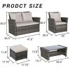 6 Piece Wicker Patio Furniture Sets with Ottoman & Tempered Glass Coffee Table