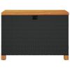 Patio Storage Box Black 31.5"x15.7"x18.9" Poly Rattan Acacia Wood