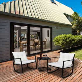 Free shipping 3 Pieces Patio Set Outdoor Wicker Patio Furniture Sets Modern Bistro Set Rattan Chair Conversation Sets with Coffee Table for Yard and B