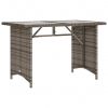 Patio Table with Glass Top Gray 43.3"x26.8"x27.6" Poly Rattan