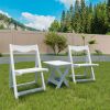 HIPS Foldable Small Table and Chair Set with 2 Chairs and Rectangular Table White