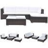 5 Piece Patio Lounge Set with Cushions Poly Rattan Brown - Brown