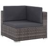 6 Piece Patio Lounge Set with Cushions Poly Rattan Gray - Grey