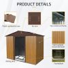 8ft x 4ft Outdoor Metal Storage Shed with Sliding Door and foundation for Backyard, Patio, Lawn (Coffee)