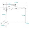 10FT Patio Offset Umbrella Solar Powered LED 360Degree Rotation Aluminum Turquoise