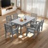 7 Piece HDPE Patio Outdoor Furniture Set for 6, Dining Table and Chairs,Outdoor Table with Umbrella Hole, Outdoor Dining Set for Garden, Backyard
