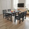 5 Piece HDPE Patio Outdoor Furniture Set for 4, Dining Table and Chairs,Outdoor Table with Umbrella Hole, Outdoor Dining Set for Garden, Backyard