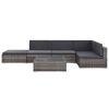 6 Piece Patio Lounge Set with Cushions Poly Rattan Gray - Grey