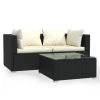 Garden Lounge Set Black, Cream