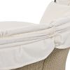Outdoor Patio Daybed Wicker Rattan Double Daybed Round Sofa Furniture Set with Retractable Canopy, 4 Pillows for Lawn Garden Backyard Porch Pool