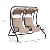 Outsunny 2-Seater Outdoor Porch Swing with Canopy, Patio Swing Chair for Garden, Poolside, Backyard, Beige