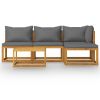 5 Piece Patio Lounge Set with Cushion Solid Acacia Wood