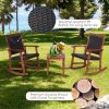 3 Pieces Acacia Wood Patio Rocking Chair Set with Side Table