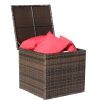 Wicker Patio Furniture Storage Box (Brown )