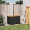 Patio Storage Box Black 31.5"x15.7"x18.9" Poly Rattan Acacia Wood