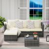 2 Pieces Patio Furniture Set,Outdoor Woven Sectional L- Shaped Patio Furniture ,Wicker Conversation Set with Ottoman