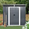 6ft x 5ft Outdoor Metal Storage Shed with Window and Transparent plate for Garden, Lawn (Black and White)