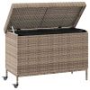 Patio Storage Box with Wheels Gray 43.3"x21.7"x28.7" Poly Rattan