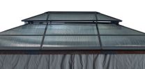 10' x 13' Hardtop Wood Gazebo for Patios, Outdoor Framed Gazebo with Polycarbonate Double Roof Canopy