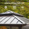 Grill Gazebo 8' Ã— 6', Aluminum BBQ Gazebo Outdoor Metal Frame with Shelves Serving Tables