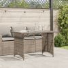 Patio Table with Glass Top Gray 43.3"x26.8"x27.6" Poly Rattan