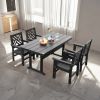 5 Piece HDPE Patio Outdoor Furniture Set for 4, Dining Table and Chairs,Outdoor Table with Umbrella Hole, Outdoor Dining Set for Garden, Backyard