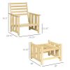 Patio Furniture Set, Wood Outdoor Patio Chair with Ottoman, 2 Piece Cushioned Outdoor Lounge Chair, Sofa Chair with Footrest, Beige