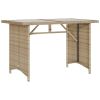 Patio Table with Glass Top Beige 43.3"x26.8"x27.6" Poly Rattan