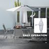 Outsunny 8 Piece Patio Dining Set with Table Umbrella, 6 Folding Chairs and Rectangle Dining Table, Outdoor Patio Furniture Set, Gray
