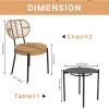 3 Pieces Of Luxury Outdoor Wicker Furniture - Patio Bistro Style Table And Chair Combination,Weather-resistant PE Wicker Weave, Stainless Steel Fame