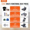 5 in 1 Heat Press Machine 15x15 in 30oz Tumbler Press T-Shirts Black+Blue