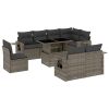 Garden Sofa Set Gray PE Rattan Large Adjustable Armrests