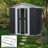Outdoor Storage Sheds 6FTx4FT Apex Roof Grey With Base Frame