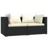 Garden Lounge Set Black, Cream