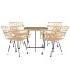 5 Piece Patio Dining Set Poly Rattan
