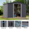 Outdoor Storage Shed 8 x 6 FT Large Metal Tool Sheds, Heavy Duty Storage House with Sliding Doors with Air Vent for Backyard Patio Lawn to Store Bikes
