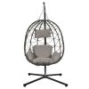 Egg Chair with Stand Indoor Outdoor Swing Chair Patio Wicker Hanging Egg Chair Hanging Basket Chair with Stand for Bedroom Living Room Balcony
