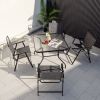 34 Inch Outdoor Dining Table Square Tempered Glass Table with 1.5 Inch Umbrella Hole