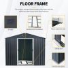 8ft x 6ft Outdoor Metal Storage Shed with Floor Base,Black