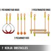 VEVOR Ninja Warrior Obstacle Course for Kids, 36FT Ninja Line Slackline with Gym Rings, Monkey Bars, Rope Knots