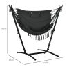 Outsunny Hammock Chair Outdoor with Stand, Swing Hanging Lounge, Dark Gray, Side Pocket Headrest