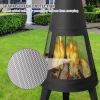 47.6" Tall Chiminea Outdoor Patio Fireplace Metal Wood Burning Outdoor Fire Pit, Black