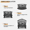26 Inches Outdoor Fire Pit with Spark Screen and Poker