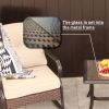 Patio Garden Wicker H18.91' Side Table with Tempered Glass Top