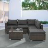 Patio Furniture, Outdoor Furniture, Seasonal PE Wicker Furniture, 4 Set Wicker Furniture With Tempered Glass Coffee Table - as Pic