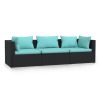 3-seater Sofa Black PE Rattan 3-seater Modular 3-Seater Sofa