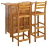 3 Piece Patio Bar Set Solid Wood Acacia - Brown