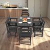 7 Piece HDPE Patio Outdoor Furniture Set for 6, Dining Table and Chairs,51'' Outdoor Dining Table , Outdoor Dining Set for Garden, Backyard, Lawn